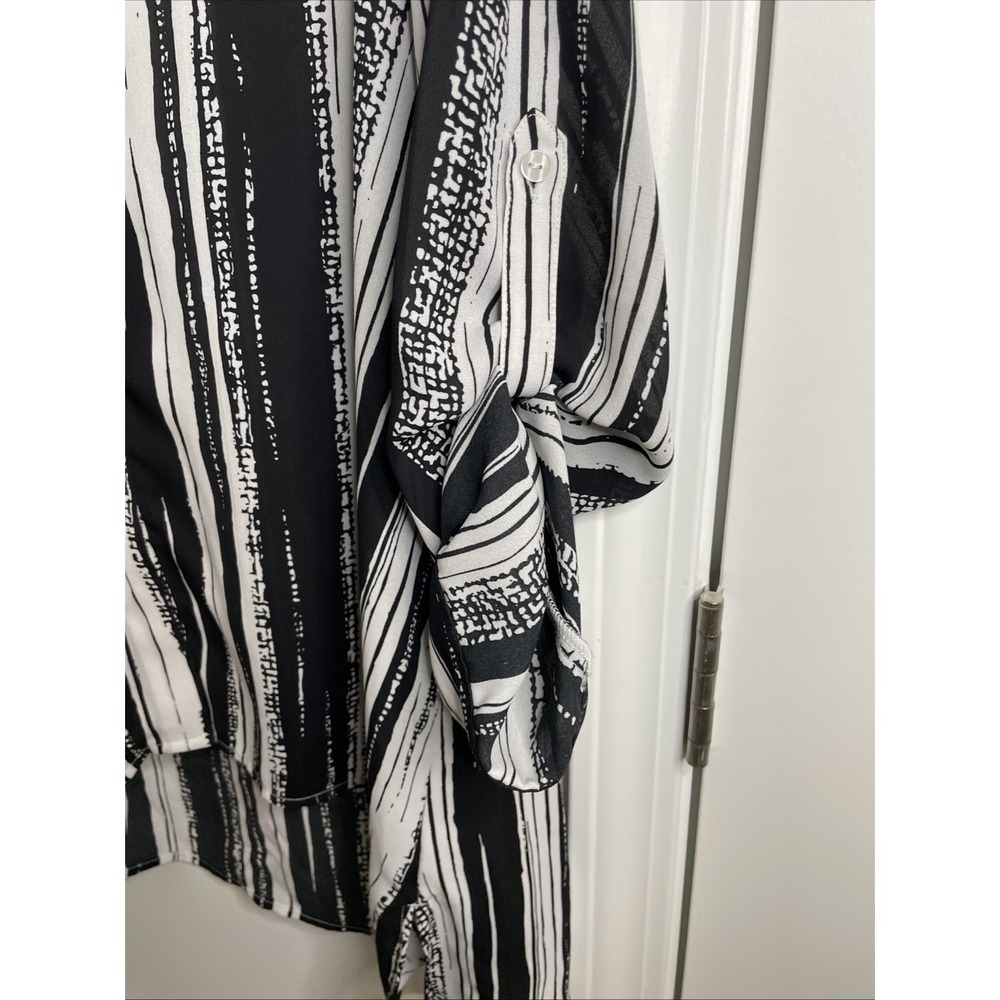 Peck & Peck Tunic Top Women's L Black White Striped Coastal Minimalist - Picture 4 of 8